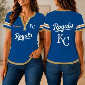 Limited Edition – Customized MLB Kansas City Royals Women’s Short Sleeve Henley T-Shirt