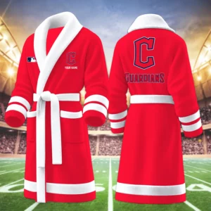 Limited Edition – Customized MLB Cleveland Guardians Multicolor Fleece Bathrobe