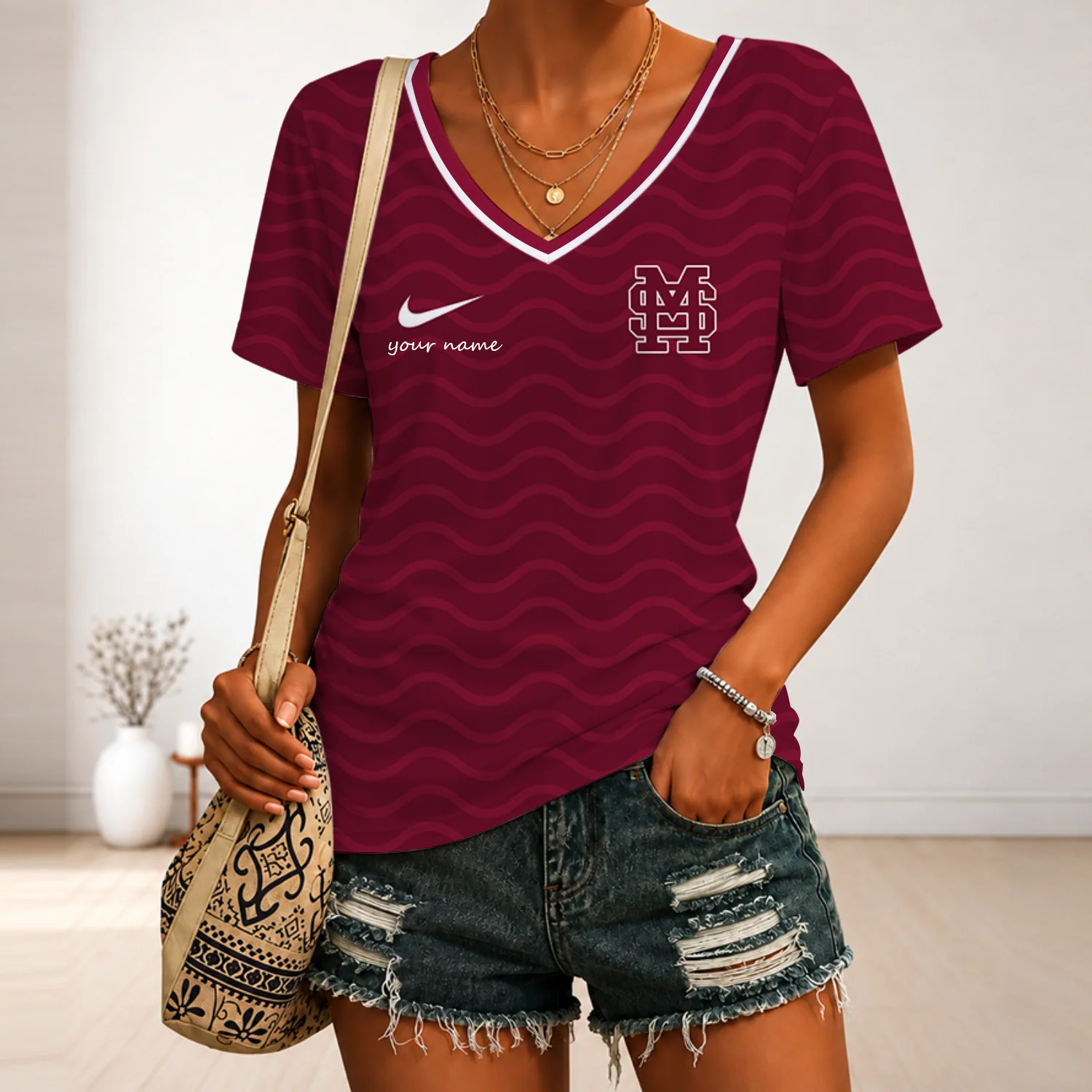 Limited Edition – Customized NCAA Mississippi State Bulldogs V-Neck Female Shirt