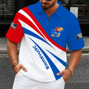 Limited Edition – Customized NCAA Kansas Jayhawks Quarter-Zip Polo Shirt