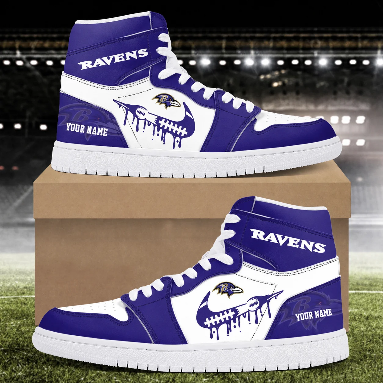 Limited Edition – Customized NFL Baltimore Ravens Air Jordan 1 Sneakers