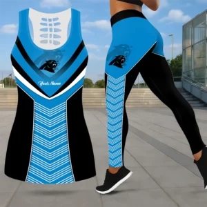 Limited Edition – Customized NFL Carolina Panthers Leggings & Hollow Tank Top Set