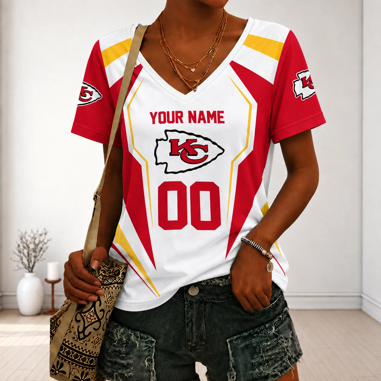 Limited Edition – Customized NFL Kansas City Chiefs V-Neck Female Shirt