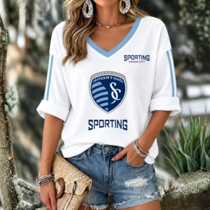 Limited Edition – Customized MLS Sporting Kansas City Women’s V-Neck Long Sleeve Shirt