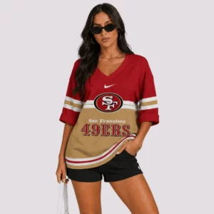 Limited Edition – Customized NFL San Francisco 49Ers Women’s Heart V-Neck Long Sleeve Shirt