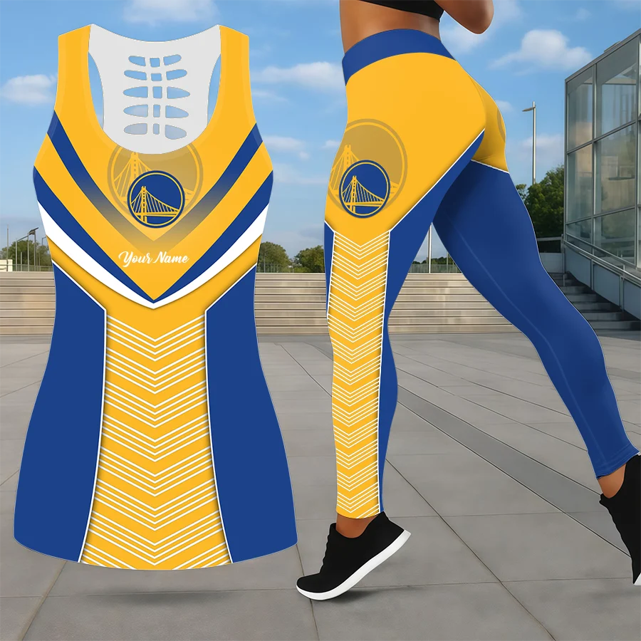Limited Edition – Customized NBA Golden State Warriors Leggings & Hollow Tank Top Set