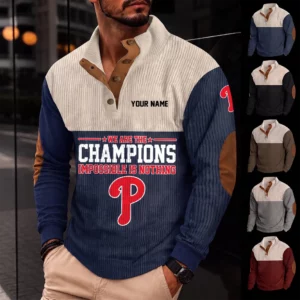 Limited Edition – Customized MLB Philadelphia Phillies Button Sweatshirts Stand Collar