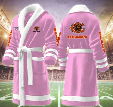 Limited Edition – Customized NFL Chicago Bears Multicolor Fleece Bathrobe - Image 6