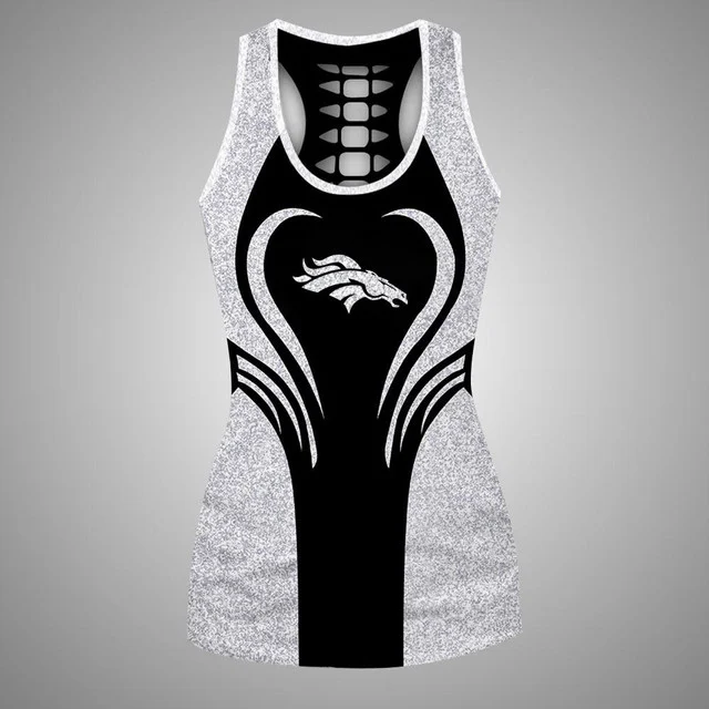 Limited Edition – Customized NFL Denver Broncos Hollow Tank Top & Leggings Set - Image 2