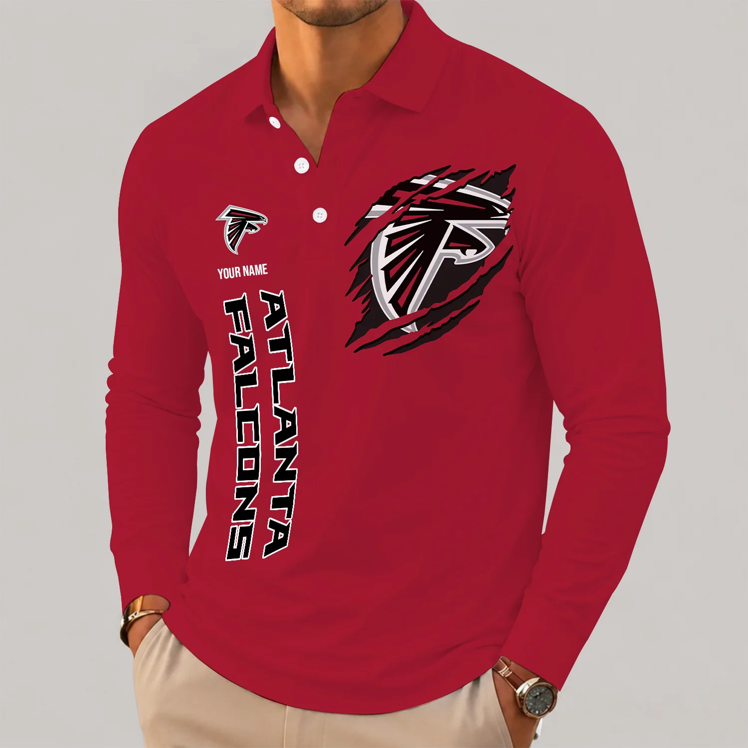 Limited Edition – Customized NFL Atlanta Falcons Long Sleeve Polo Shirt