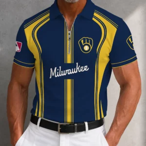Limited Edition – Customized MLB Milwaukee Brewers Zip Polo Shirt