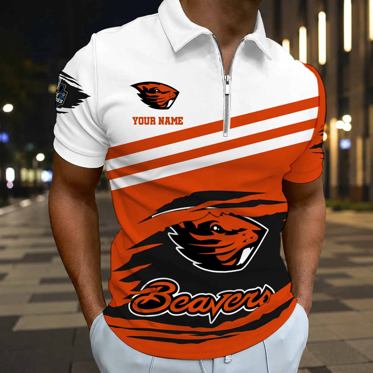 Limited Edition – Customized NCAA Oregon State Beavers Zip Polo Shirt