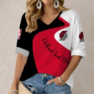 Limited Edition – Customized NBA Portland Trail Blazers Women’s V-Neck Long Sleeve Shirt