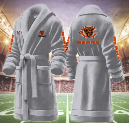 Limited Edition – Customized NFL Chicago Bears Multicolor Fleece Bathrobe - Image 4