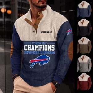 Limited Edition – Customized NFL Buffalo Bills Button Sweatshirts Stand Collar
