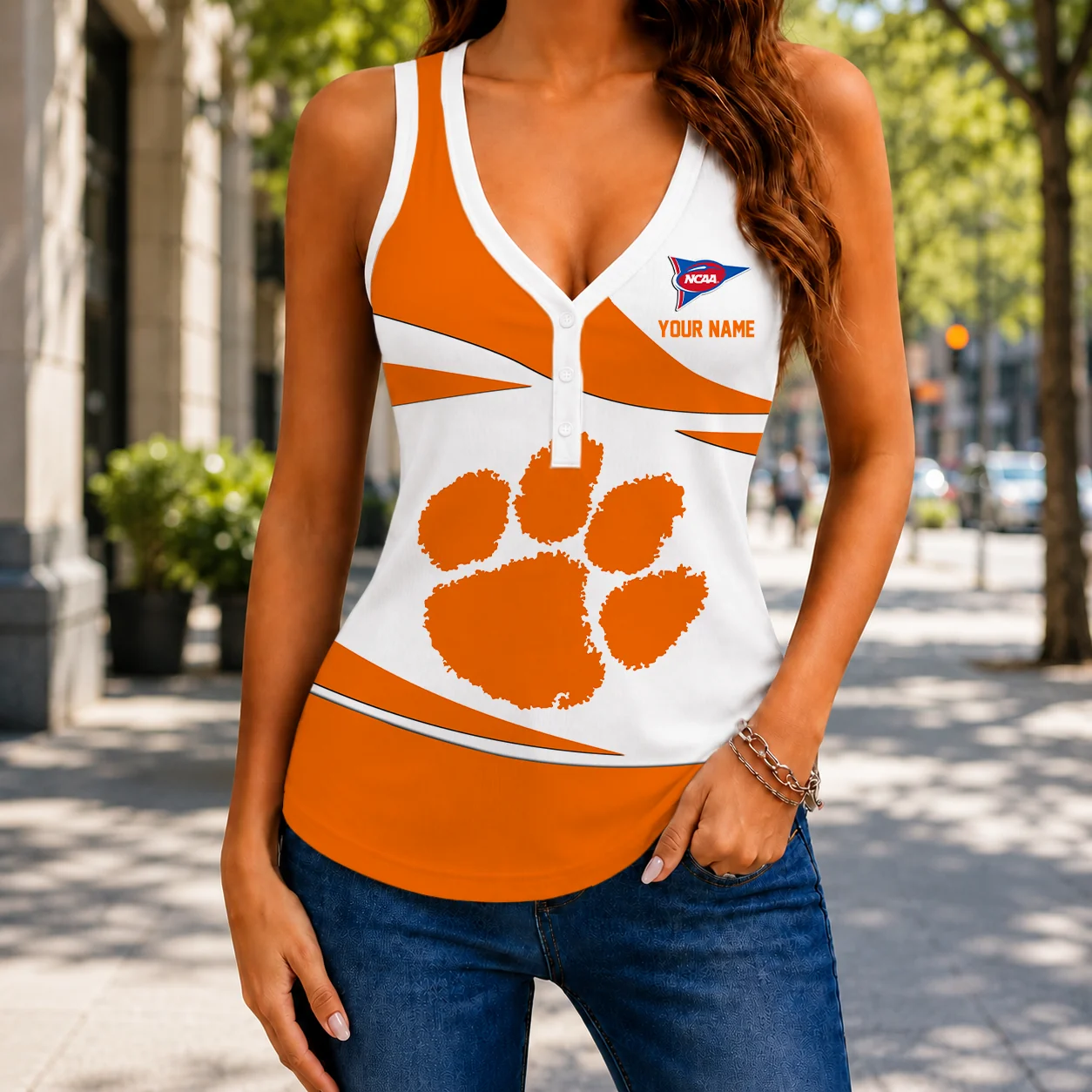Limited Edition – Customized NCAA Clemson Tigers Women’s V-Neck Tank Top
