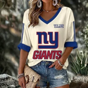Limited Edition – Customized NFL New York Giants Women’s Heart V-Neck Long Sleeve Shirt