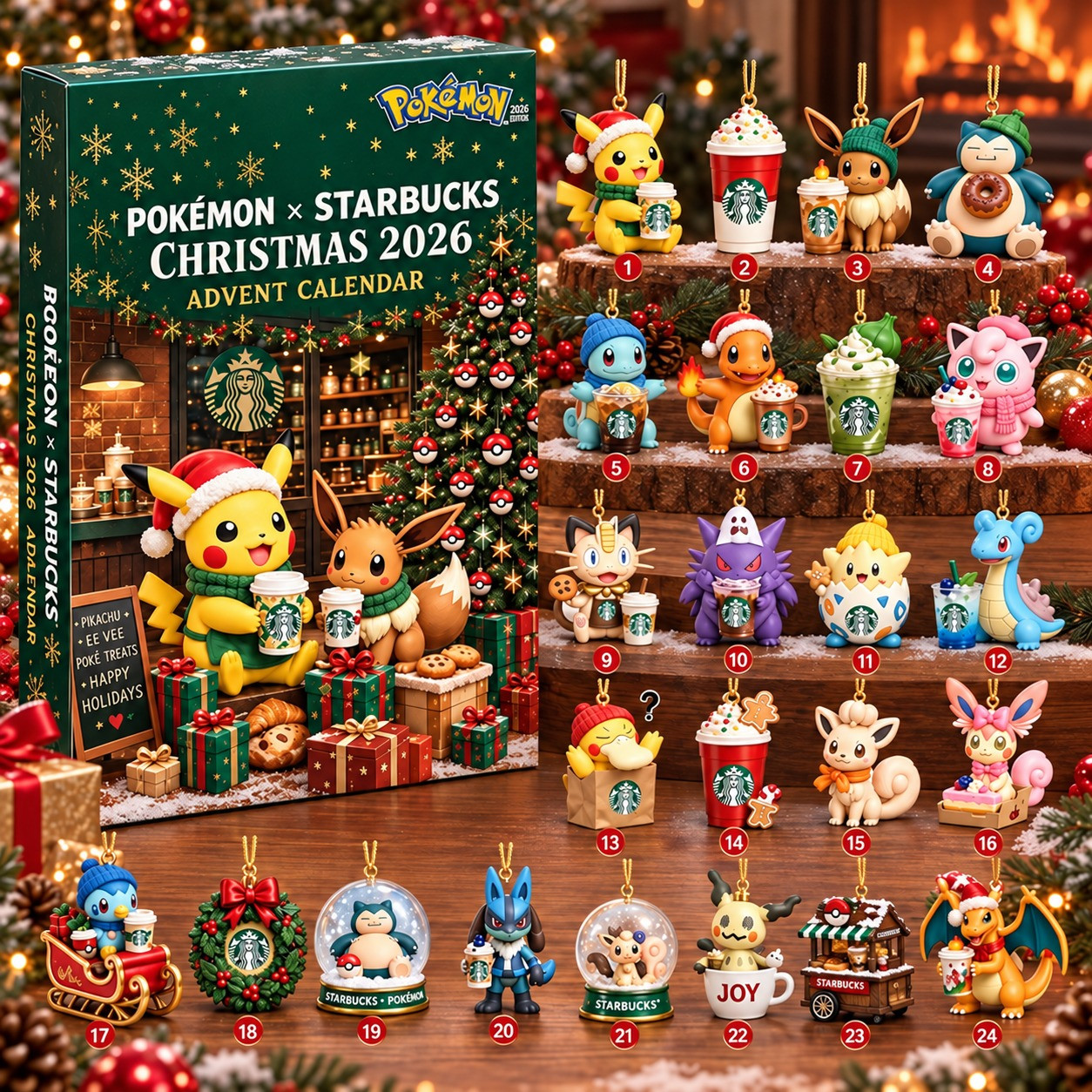 Pokemon x Starbucks Christmas 2026 Advent Calendar 24 Piece Set Gifts For Son
