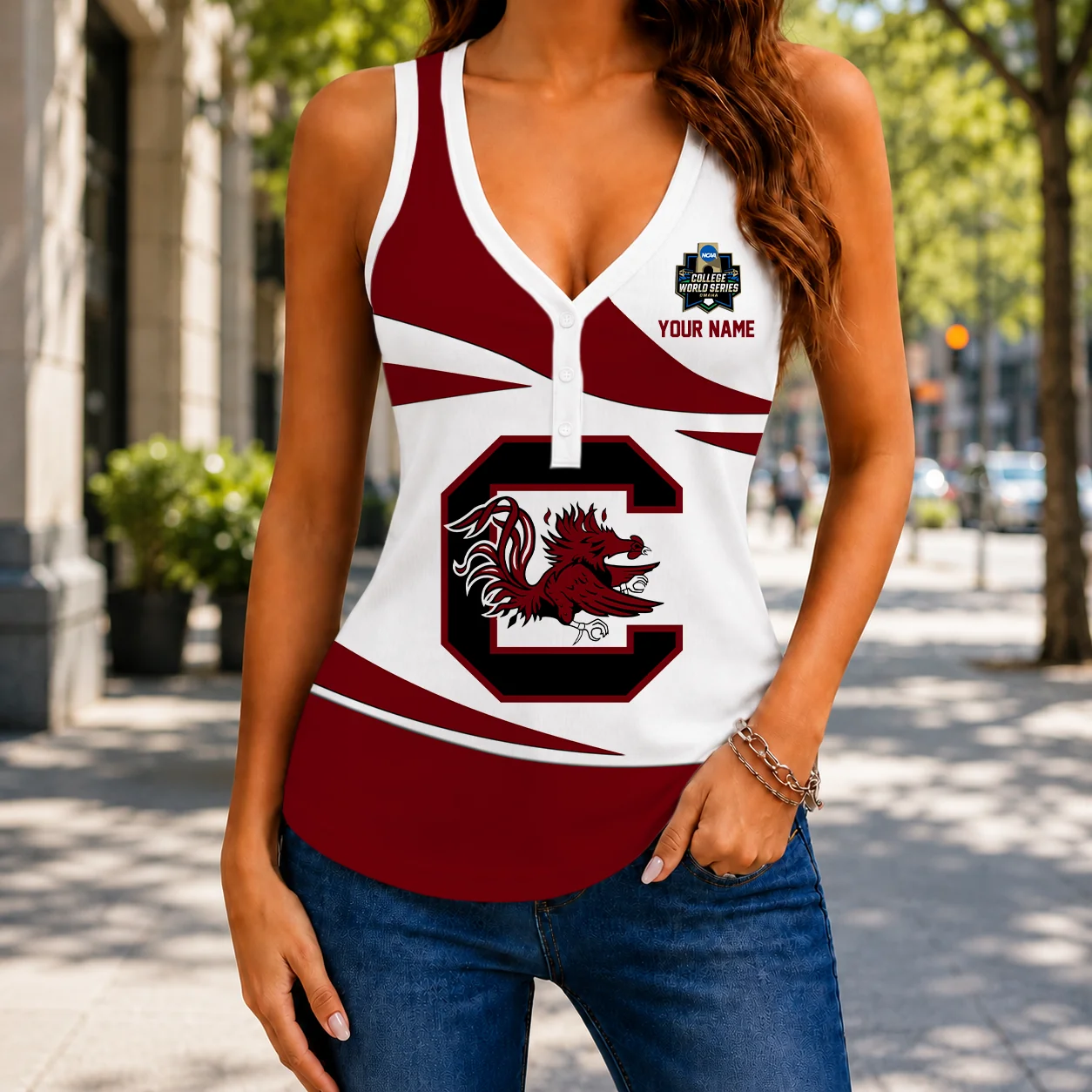 Limited Edition – Customized NCAA South Carolina Gamecocks Women’s V-Neck Tank Top