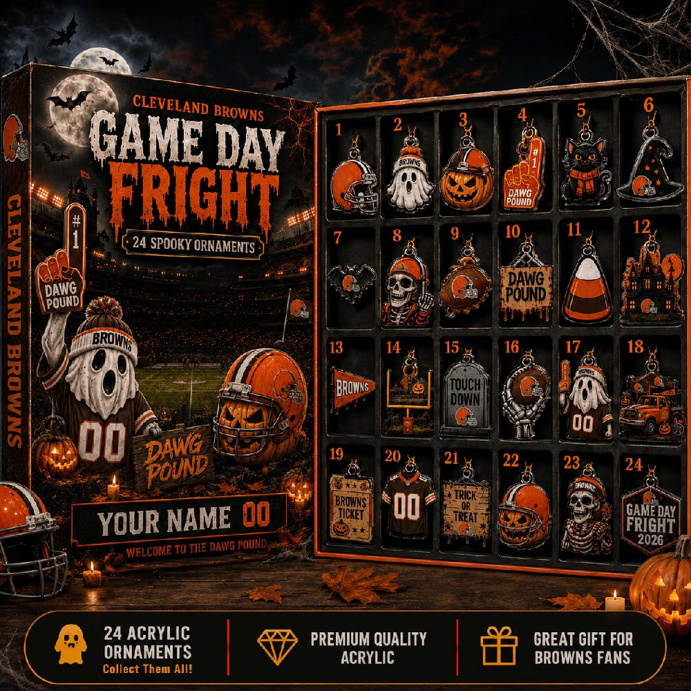 Personalized Halloween Advent Calendar 2026 24 Day Cleveland Browns Merch Countdown Fan Gift