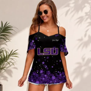 Limited Edition – Customized NCAA Lsu Tigers Women’s Strappy Off-Shoulder Top