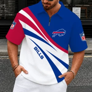 Limited Edition – Customized NFL Buffalo Bills Quarter-Zip Polo Shirt