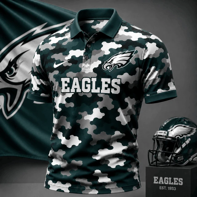 Limited Edition – Customized NFL Philadelphia Eagles Camo Polo Shirt
