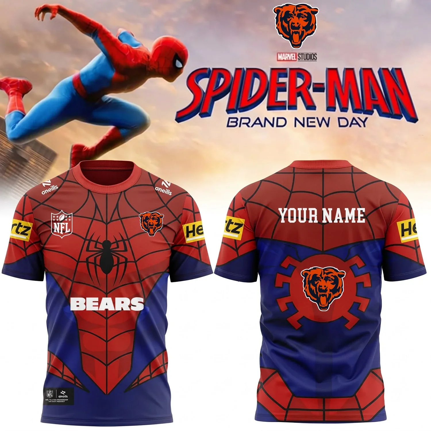 Limited Edition – Customized NFL Chicago Bears x Spider Unisex T-Shirt