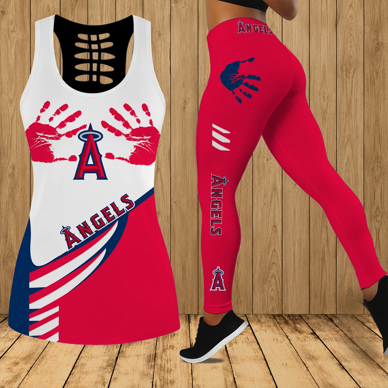 Limited Edition – Customized MLB Los Angeles Angels Hollow Tank Top & Leggings Set