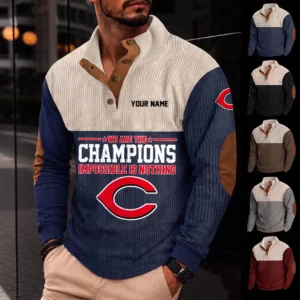 Limited Edition – Customized MLB Cincinnati Reds Button Sweatshirts Stand Collar