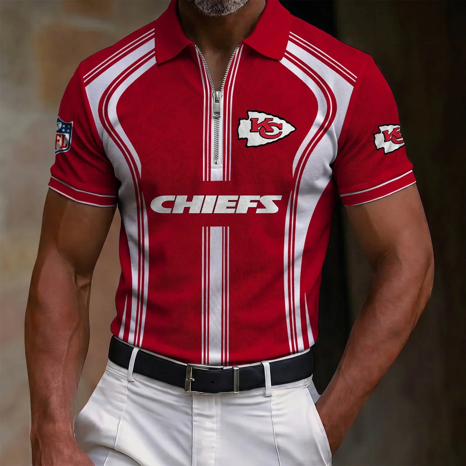 Limited Edition – Customized NFL Kansas City Chiefs Zip Polo Shirt