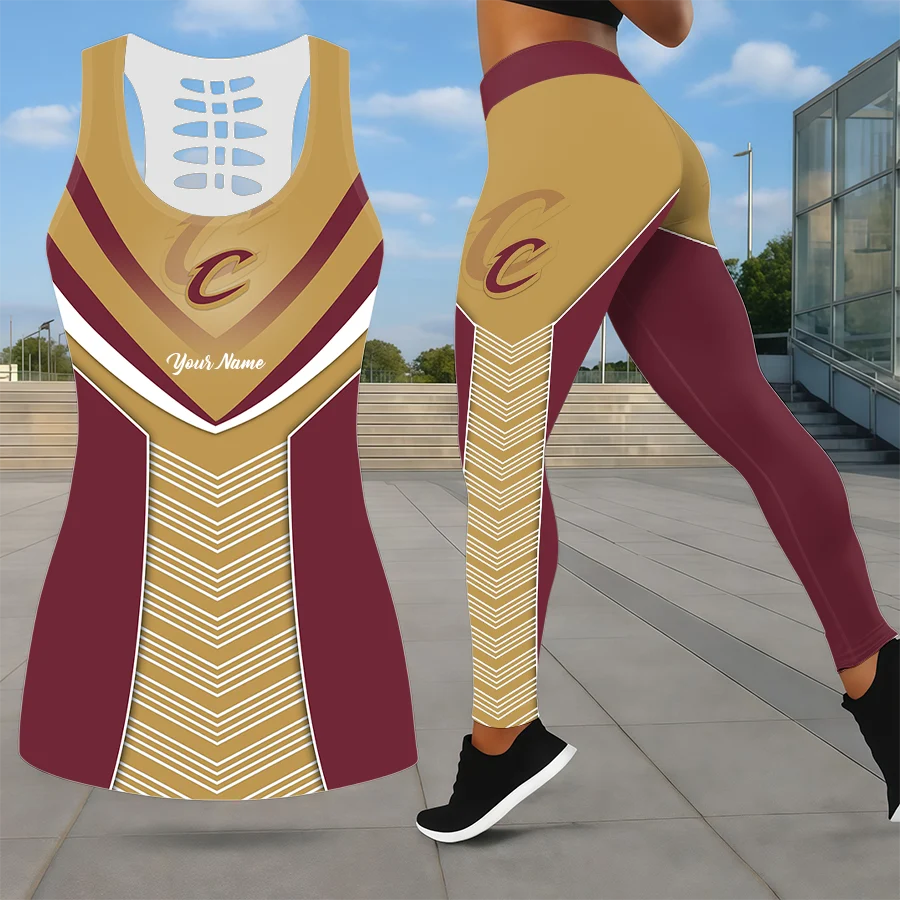Limited Edition – Customized NBA Cleveland Cavaliers Leggings & Hollow Tank Top Set