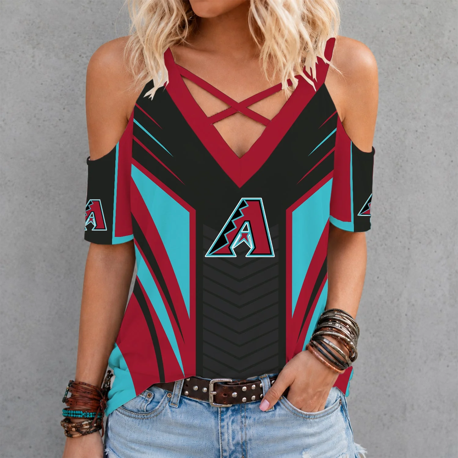 Limited Edition – Customized MLB Arizona Diamondbacks Criss Cross V-Neck Top