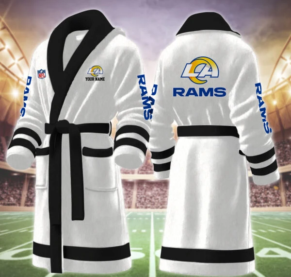 Limited Edition – Customized NFL Los Angeles Rams Multicolor Fleece Bathrobe - Image 8