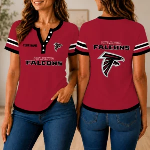 Limited Edition – Customized NFL Atlanta Falcons Women’s Short Sleeve Henley T-Shirt