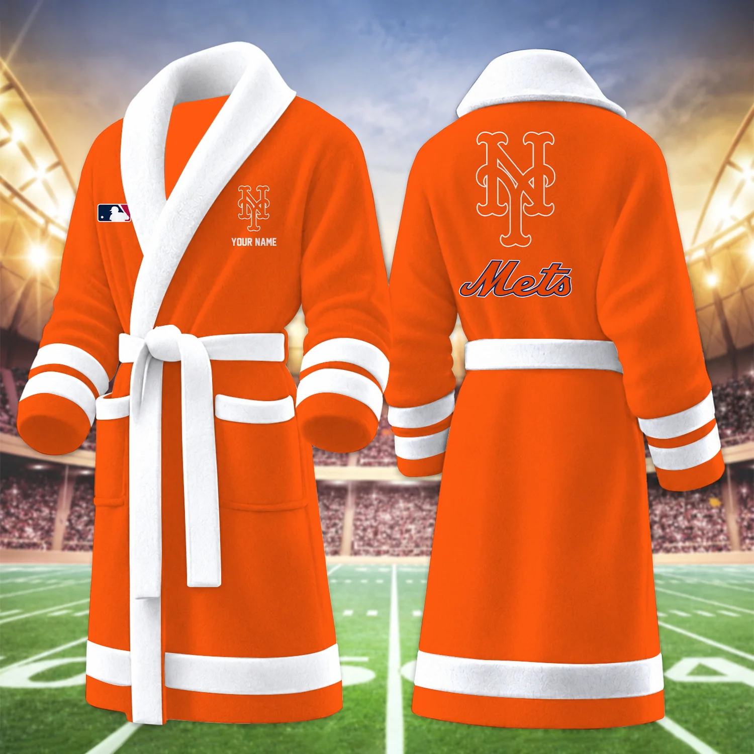 Limited Edition – Customized MLB New York Mets Multicolor Fleece Bathrobe