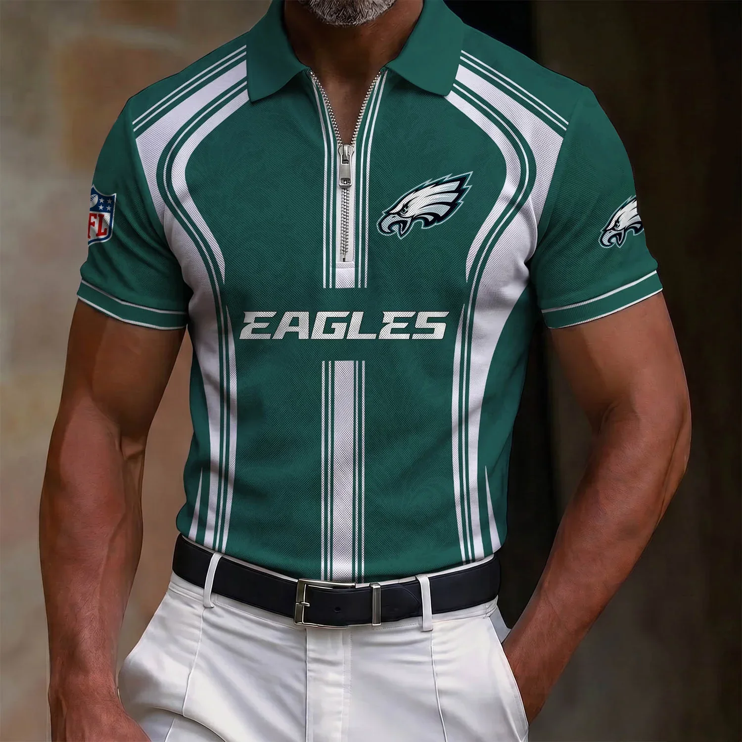 Limited Edition – Customized NFL Philadelphia Eagles Zip Polo Shirt