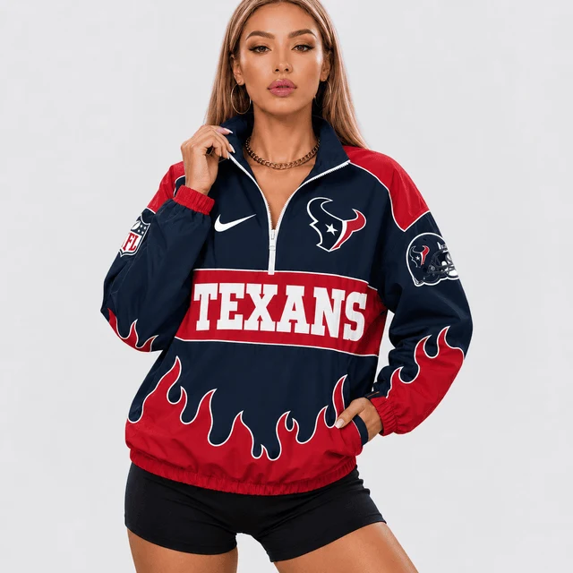 Limited Edition – Customized NFL Houston Texans V-Neck Zipper Sweatshirt Jacket