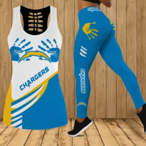 Limited Edition – Customized NFL Los Angeles Chargers Hollow Tank Top & Leggings Set