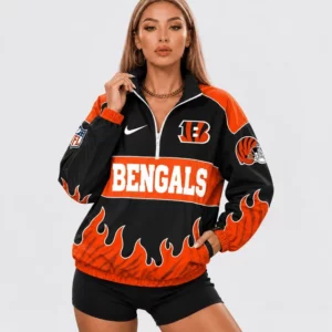 Limited Edition – Customized NFL Cincinnati Bengals V-Neck Zipper Sweatshirt Jacket