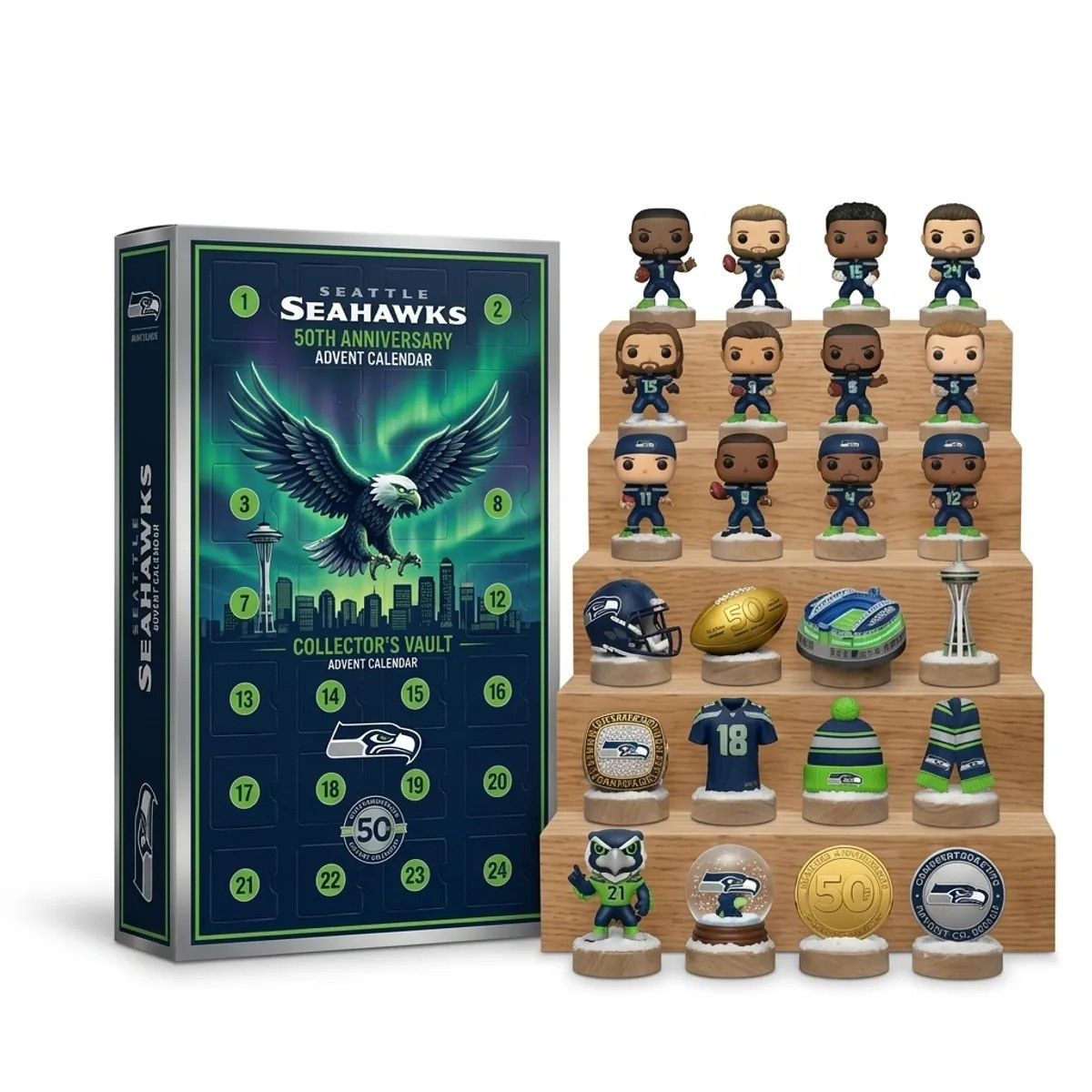 Seattle Seahawks 50th Anniversary Advent Calendar 2026 24 Day Christmas Countdown Him Gift