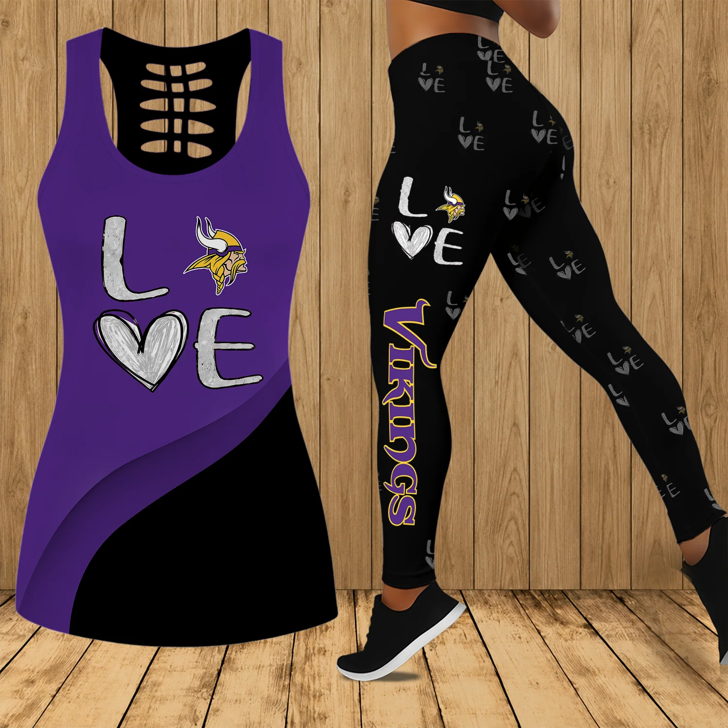 Limited Edition – Customized NFL Minnesota Vikings Hollow Tank Top & Leggings Set