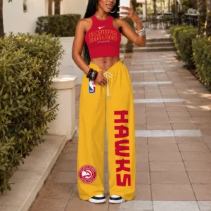 Limited Edition – Customized NBA Atlanta Hawks Crop Top & Long Pants Set