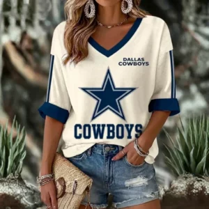 Limited Edition – Customized NFL Dallas Cowboys Women’s Heart V-Neck Long Sleeve Shirt