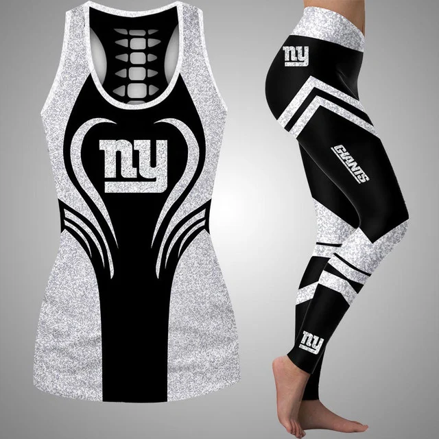 Limited Edition – Customized NFL New York Giants Hollow Tank Top & Leggings Set