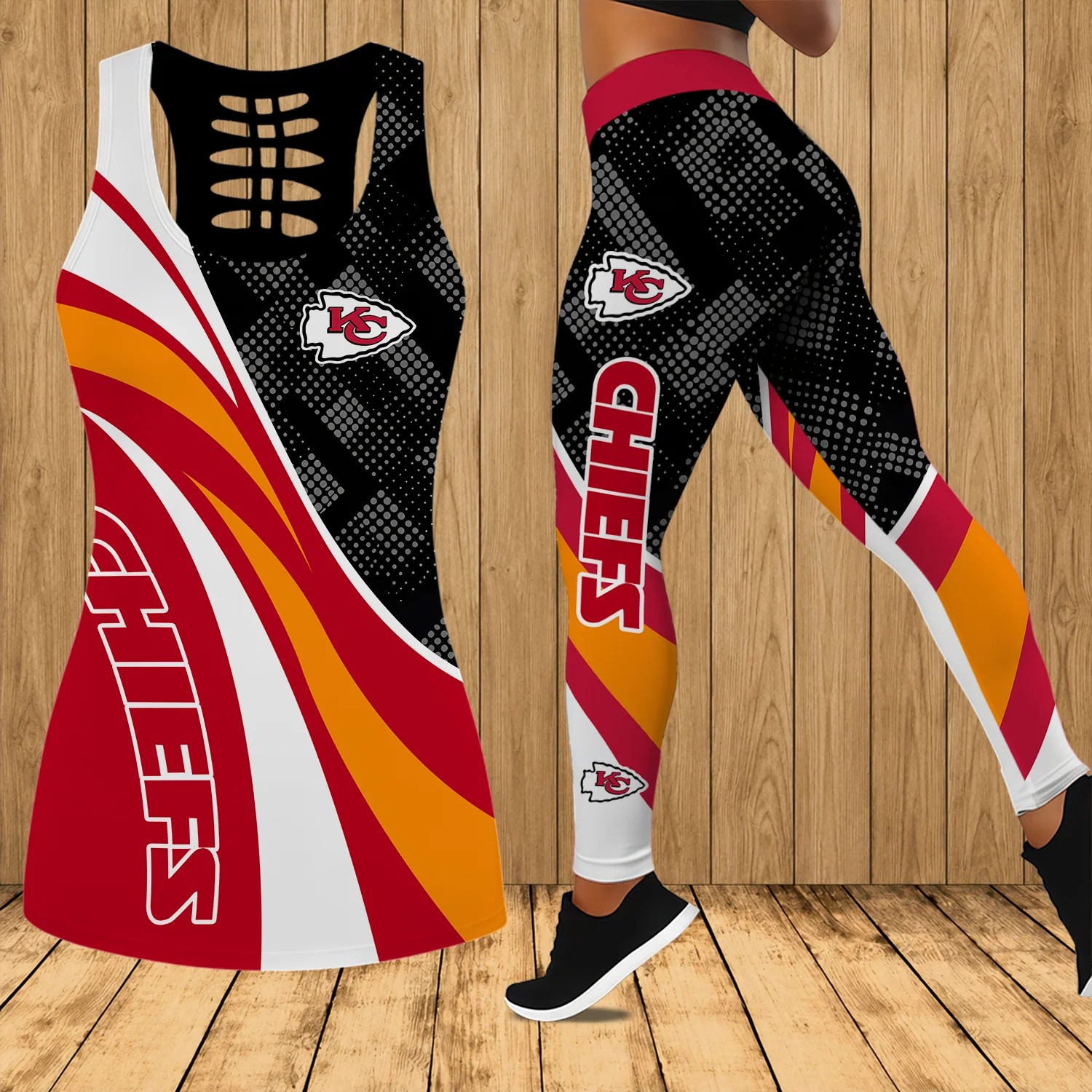 Limited Edition – Customized NFL Kansas City Chiefs Hollow Tank Top & Leggings Set