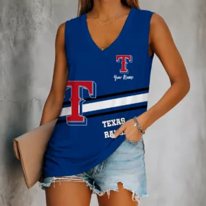 Limited Edition – Customized MLB Texas Rangers Women’s V-Neck Tank Top