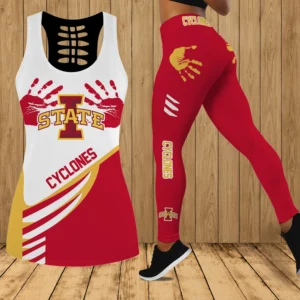 Limited Edition – Customized NCAA Iowa State Cyclones Strappy Hollow Tank Top & Leggings Set