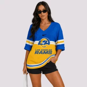 Limited Edition – Customized NFL Los Angeles Rams Women’s Heart V-Neck Long Sleeve Shirt