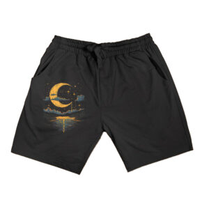 Boho Aesthetic Hippie Celestial Vintage Half Moon Water Shorts
